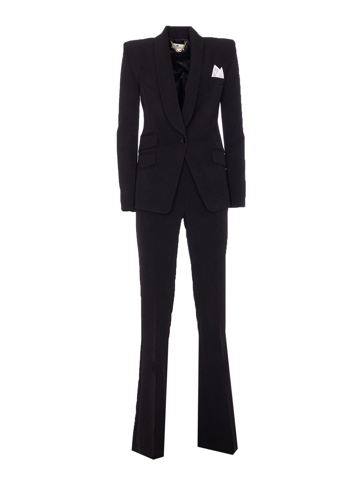 Elisabetta Franchi Tailored Black Suit With Fitted Blazer And Straight-leg Trousers In Black