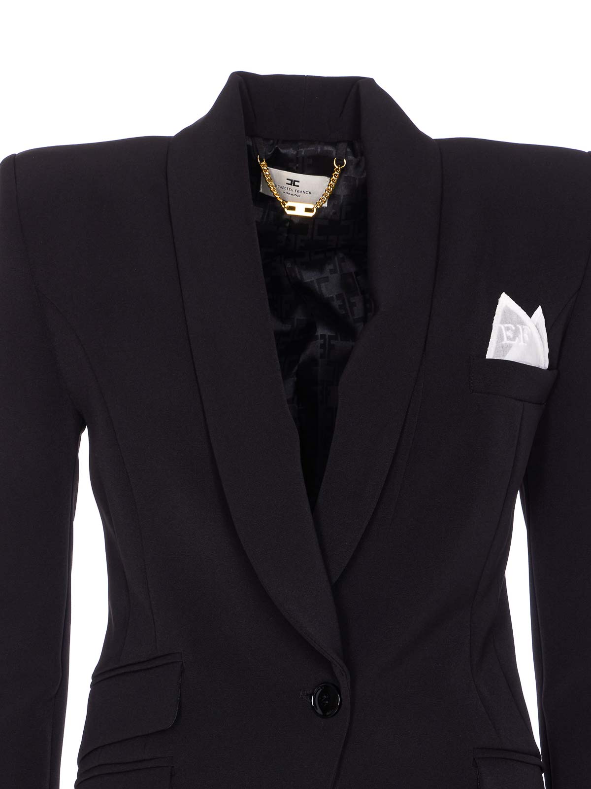 Elisabetta Franchi Tailored Black Suit With Fitted Blazer And Straight-leg Trousers In Black