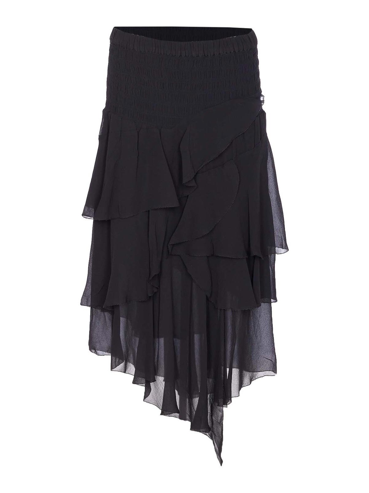 Isabel Marant Étoile Layered Sheer Skirt With Ruffled Flounces In Black