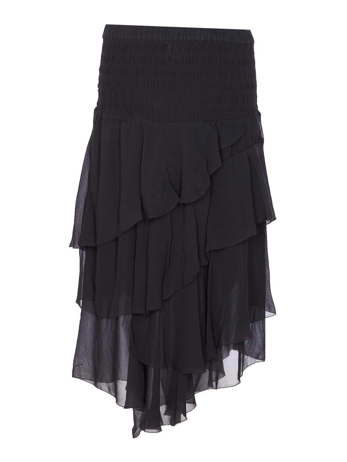 Isabel Marant Étoile Layered Sheer Skirt With Ruffled Flounces In Black