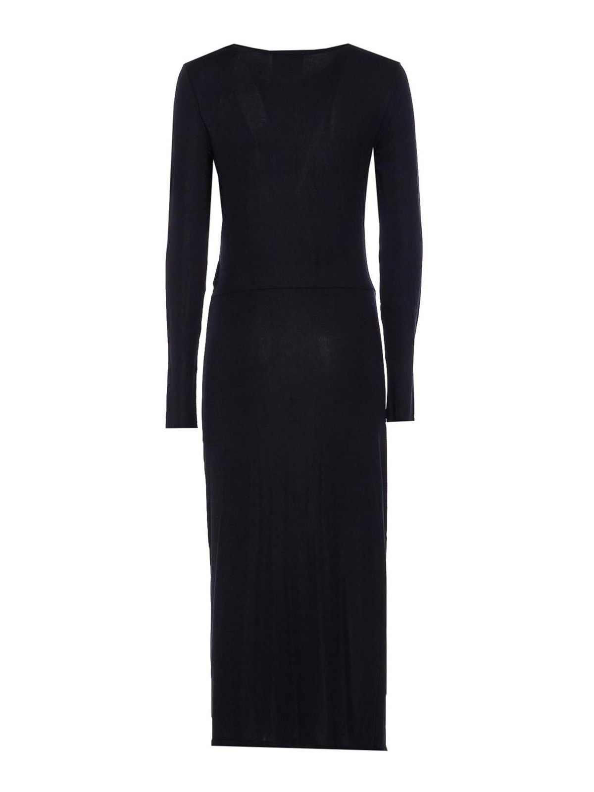 Isabel Marant Étoile Crewneck Long Sleeve Midi Dress With Ruched Detailing In Black