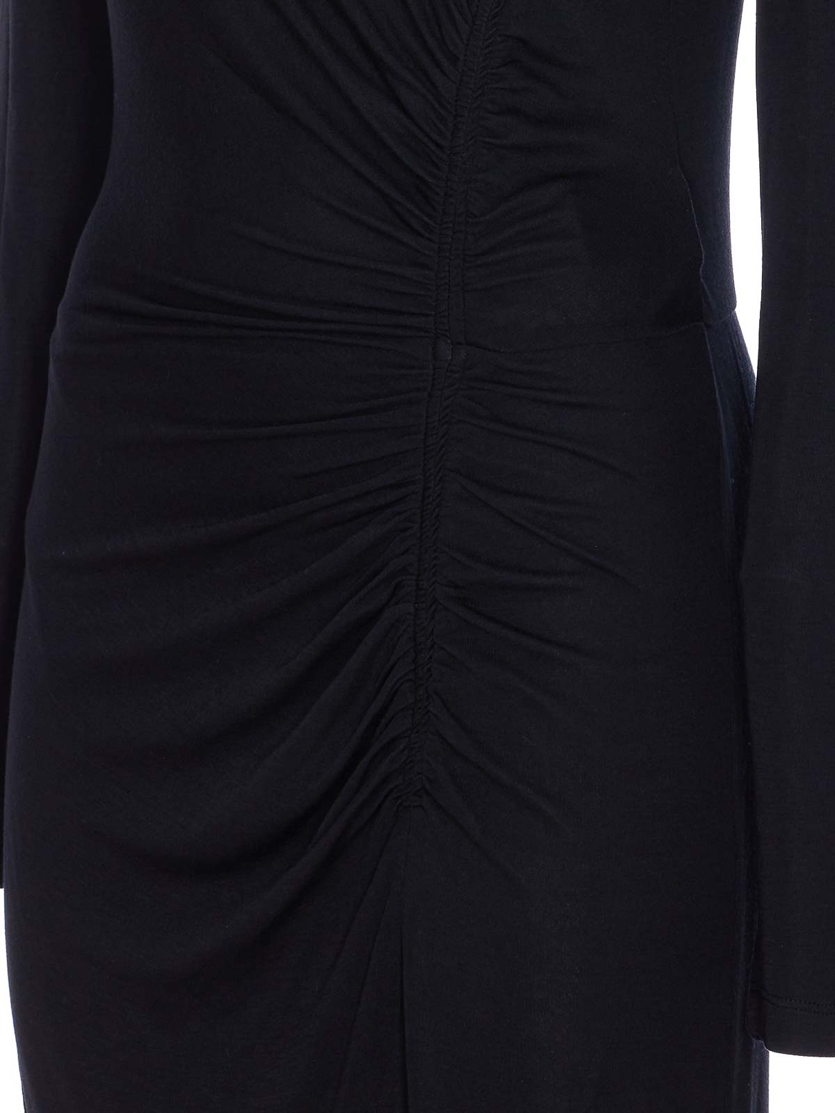 Isabel Marant Étoile Crewneck Long Sleeve Midi Dress With Ruched Detailing In Black