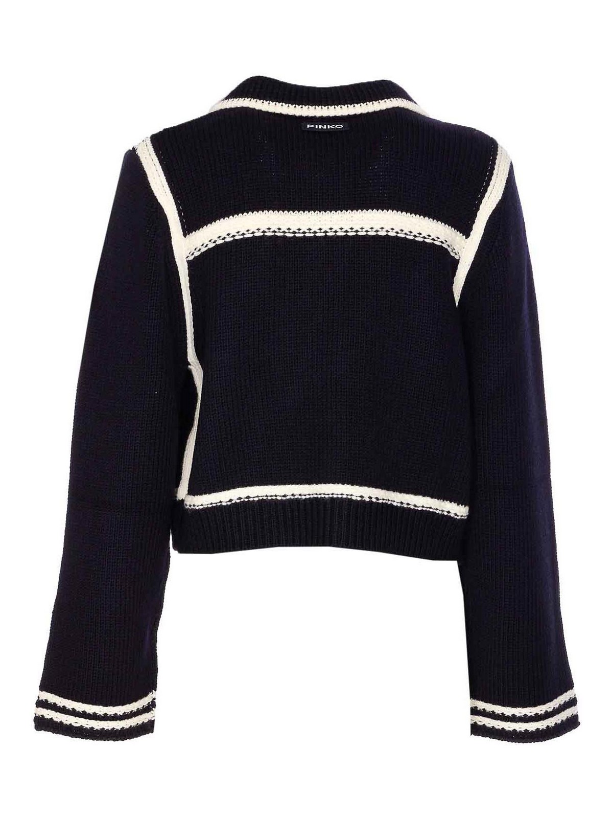 Pinko Sulcis Wool Collared Cardigan Sweater In Black