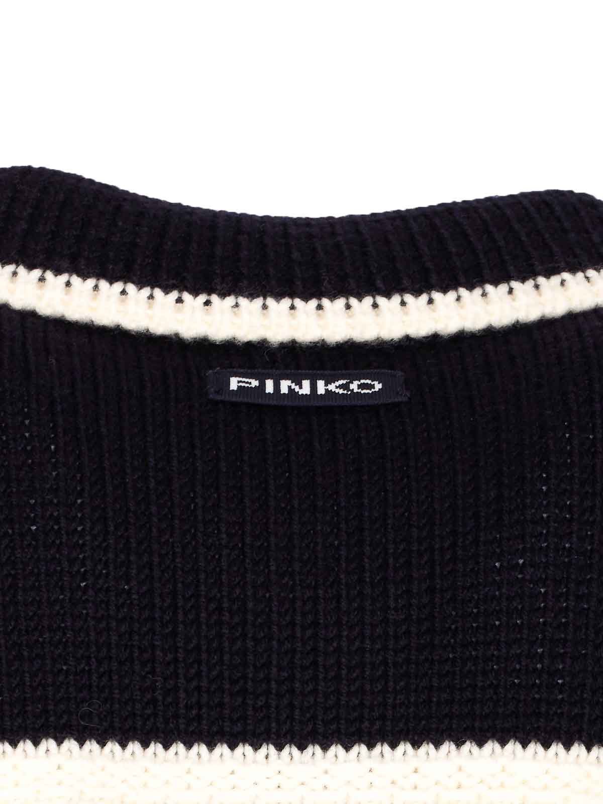 Pinko Sulcis Wool Collared Cardigan Sweater In Black