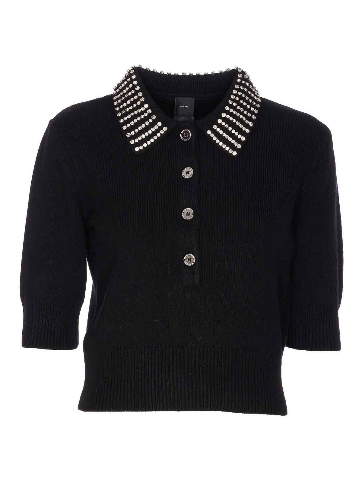Pinko Black Wool-blend Sweater In Black