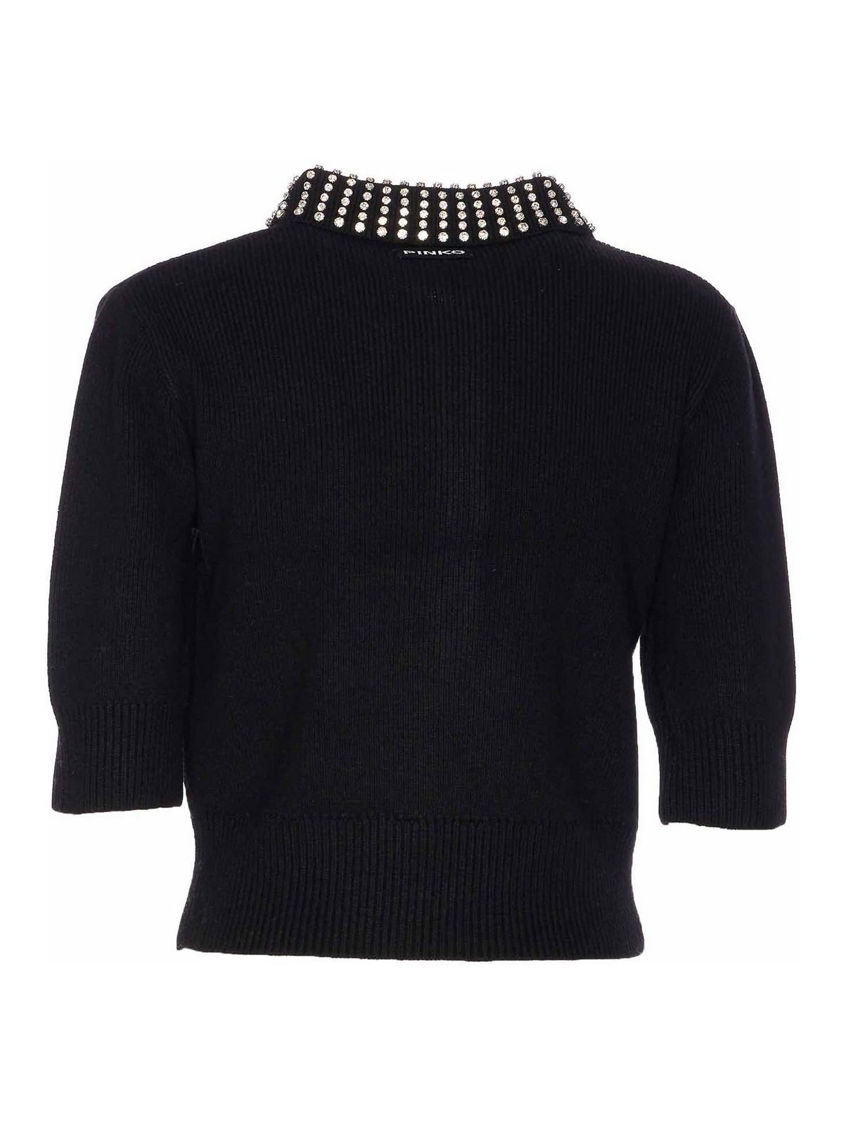 Pinko Black Wool-blend Sweater In Black