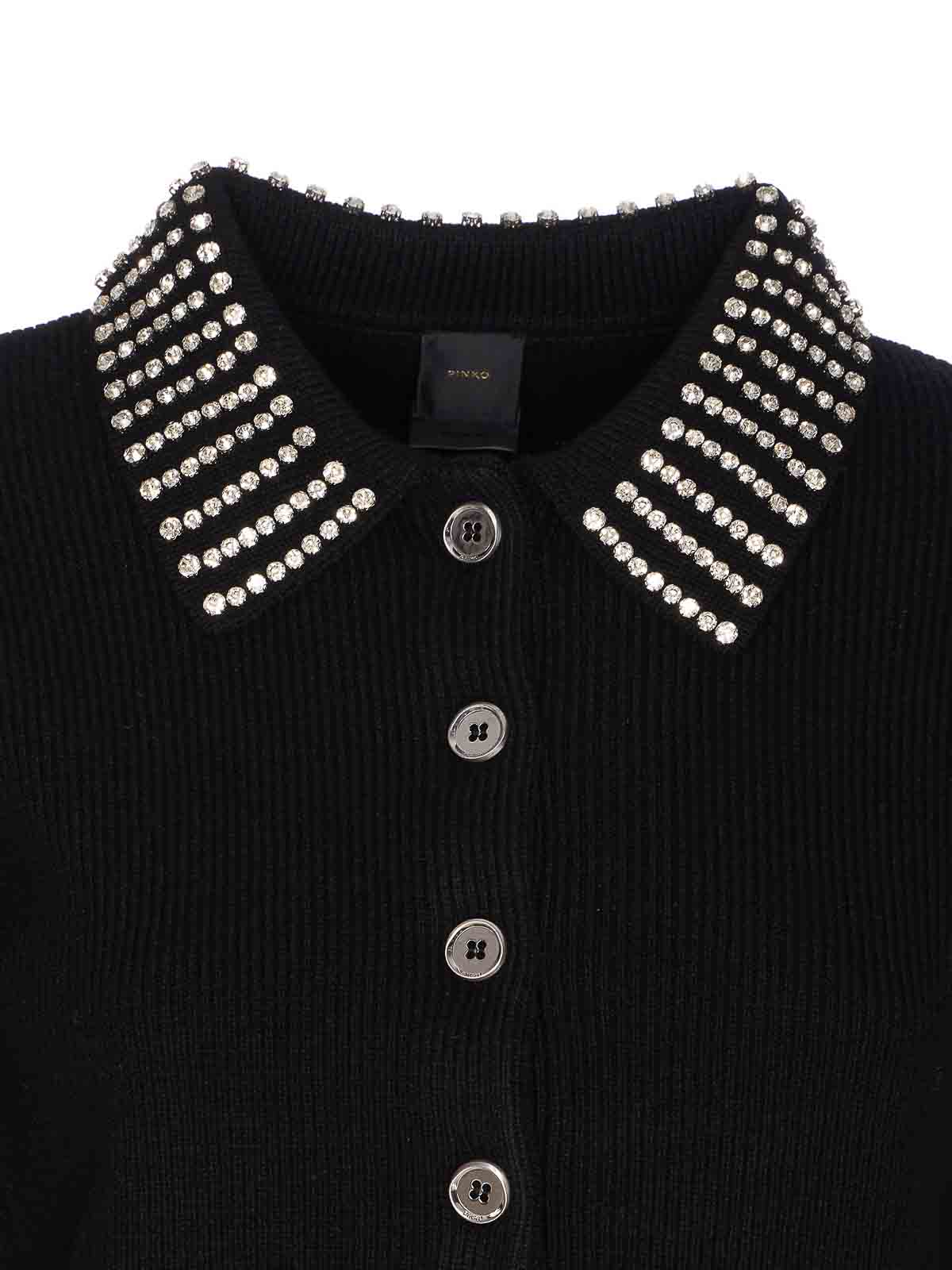 Pinko Black Wool-blend Sweater In Black