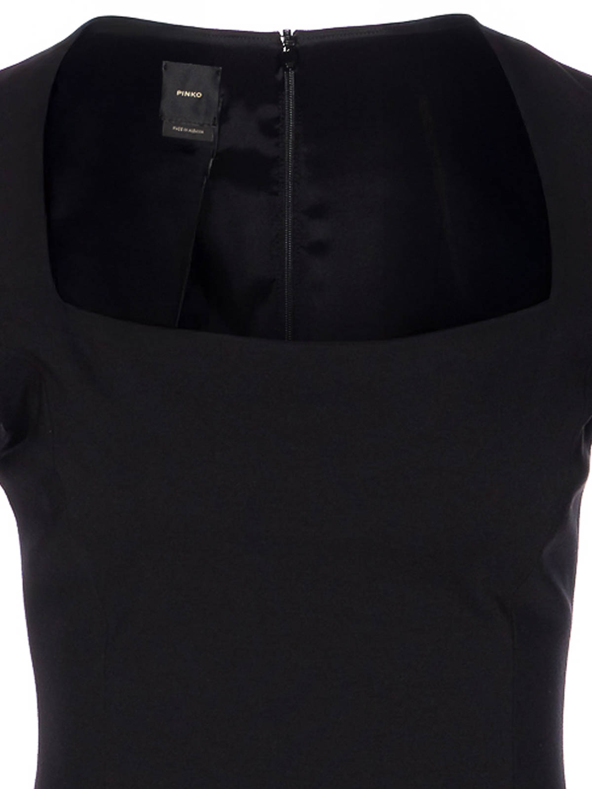 Pinko Flounced Square Neck Long Sleeve Dress In Black