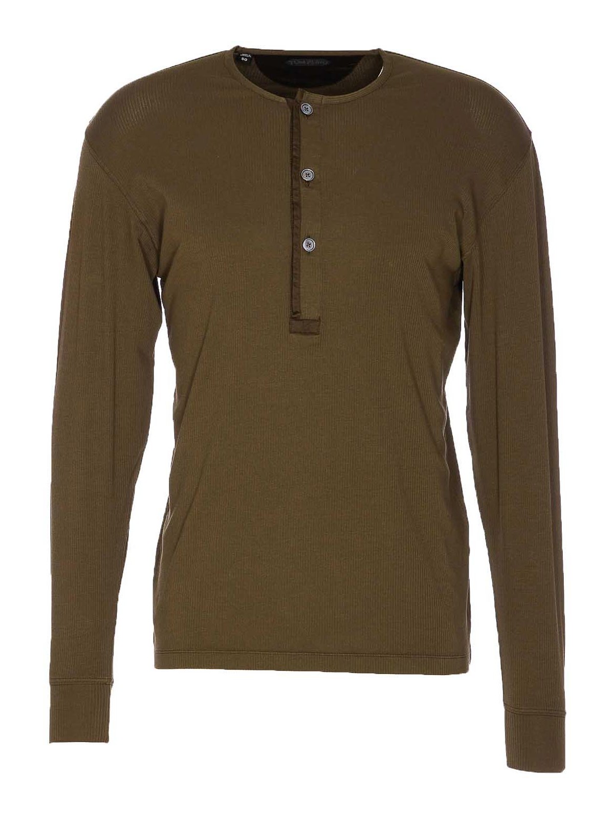 Tom Ford Ribbed Henley T-shirt In Brown