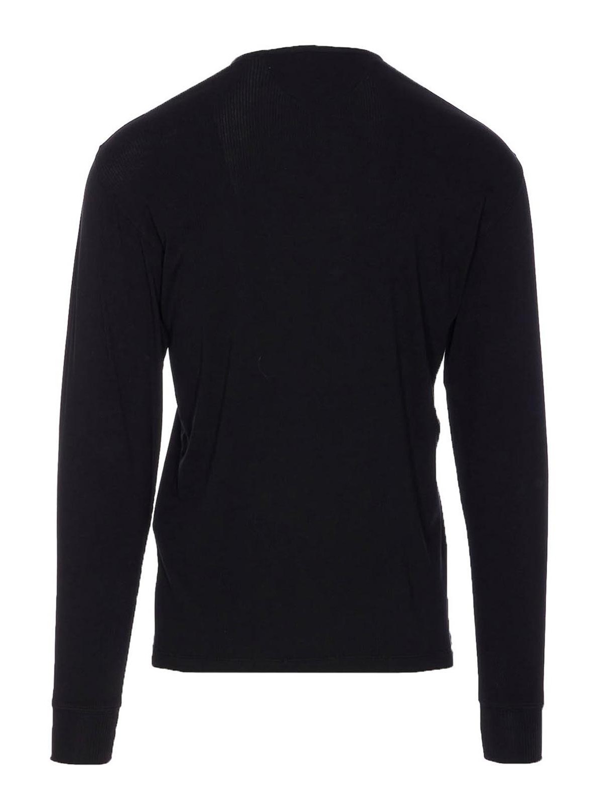 Tom Ford Long-sleeved Henley Top With Buttoned Placket And Fitted Silhouette In Black