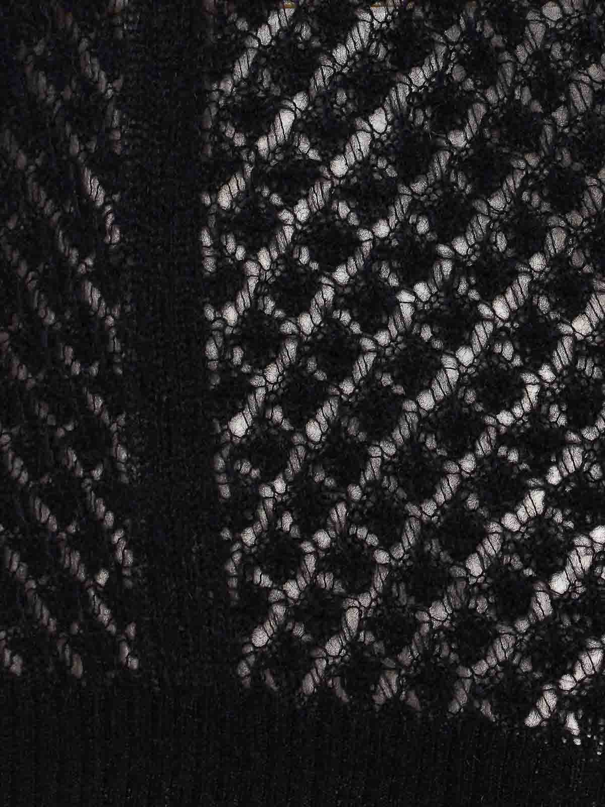 Twinset Open-knit Ruffled-cuff Sweater In Black