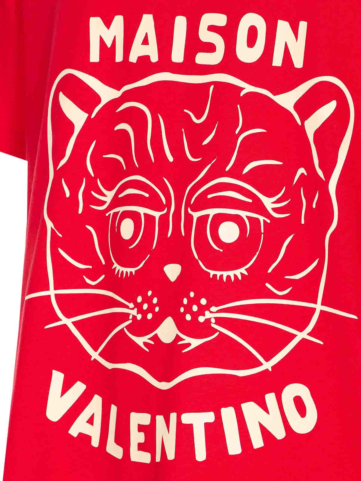 Valentino Garavani T-shirt With Le Chat De La Maison Print In Red
