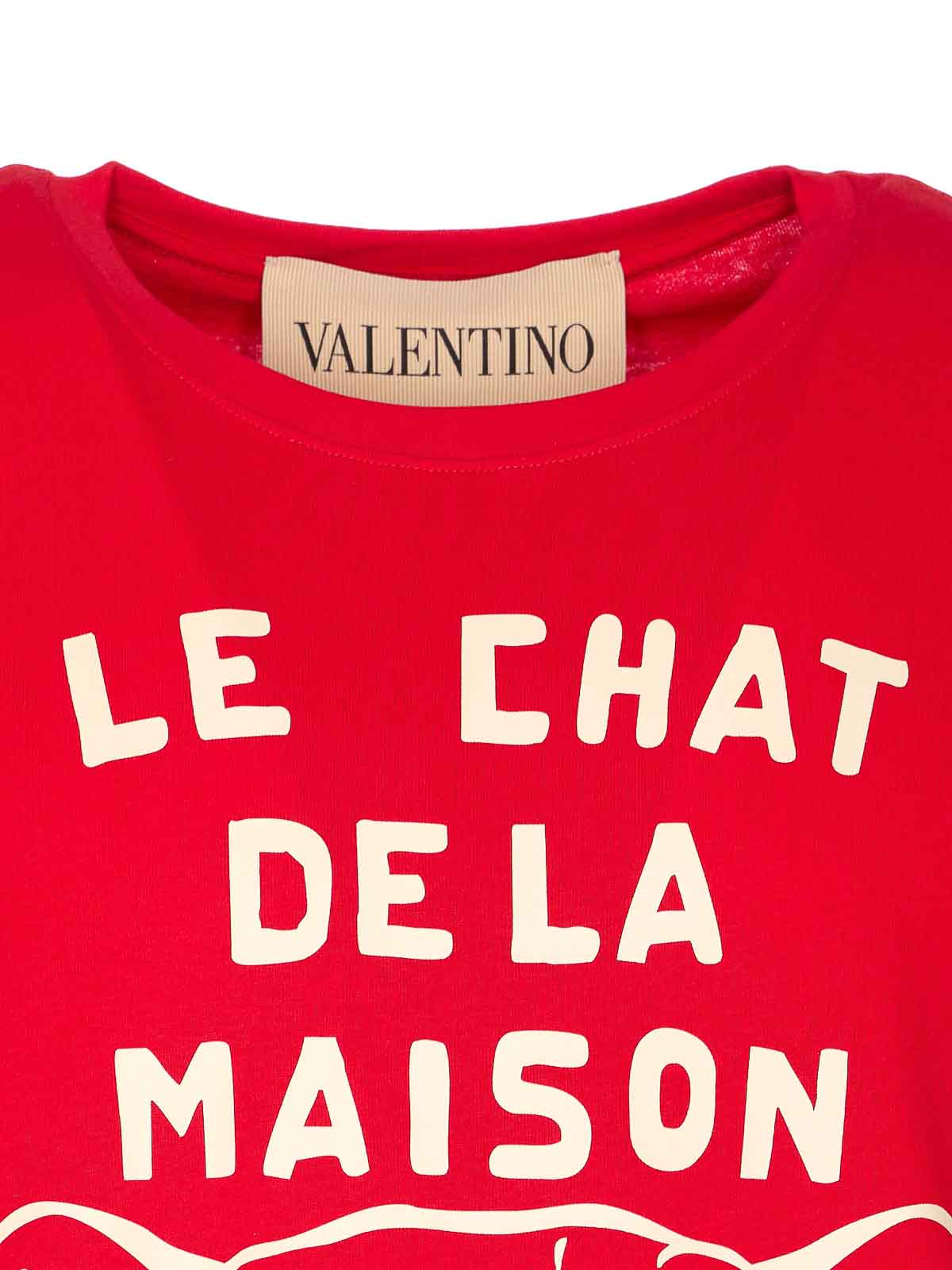Valentino Garavani T-shirt With Le Chat De La Maison Print In Red