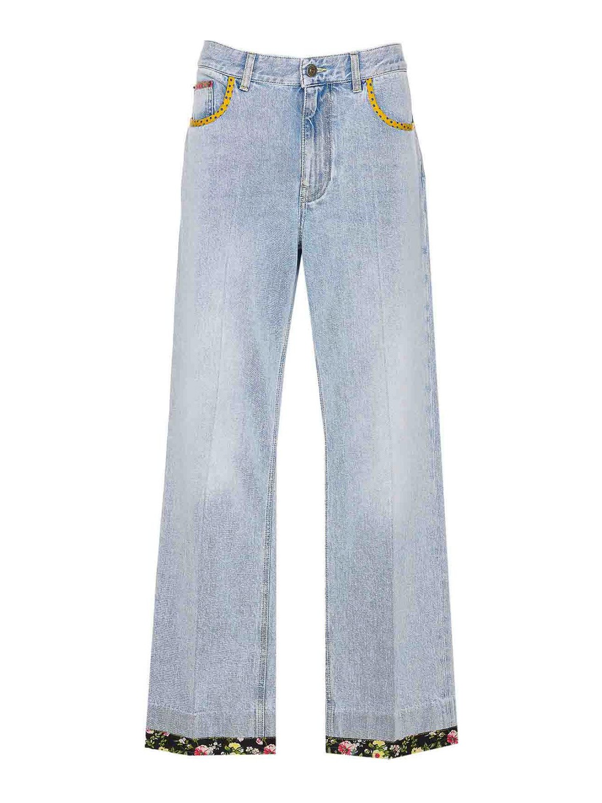 Valentino Garavani Contrast Border Straight Leg Jeans In Blue