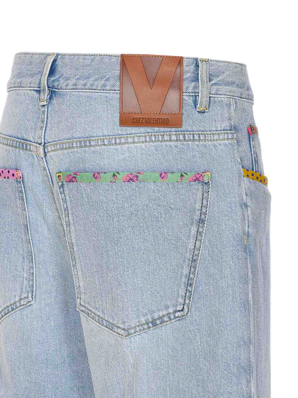 Valentino Garavani Contrast Border Straight Leg Jeans In Blue