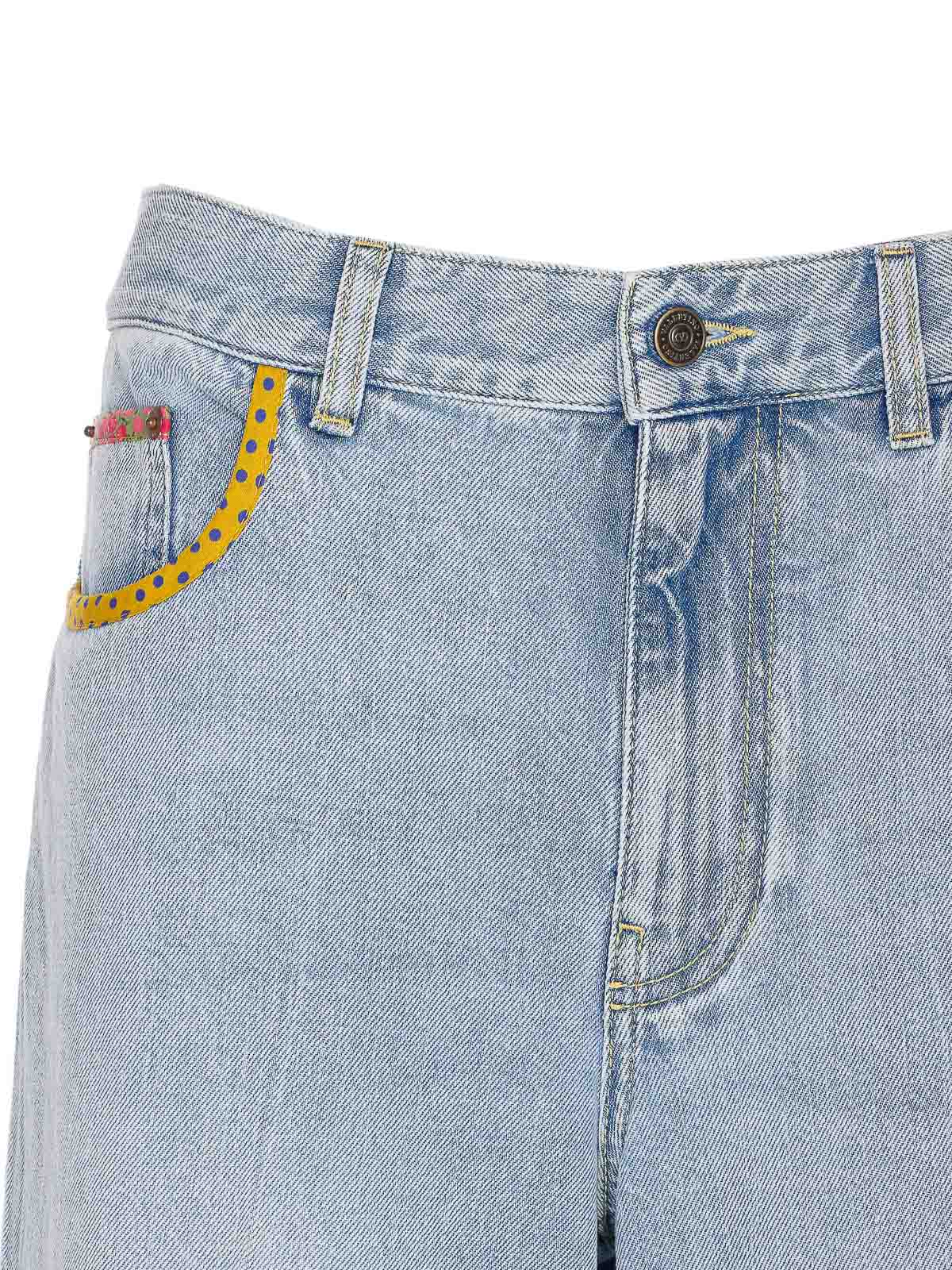 Valentino Garavani Contrast Border Straight Leg Jeans In Blue
