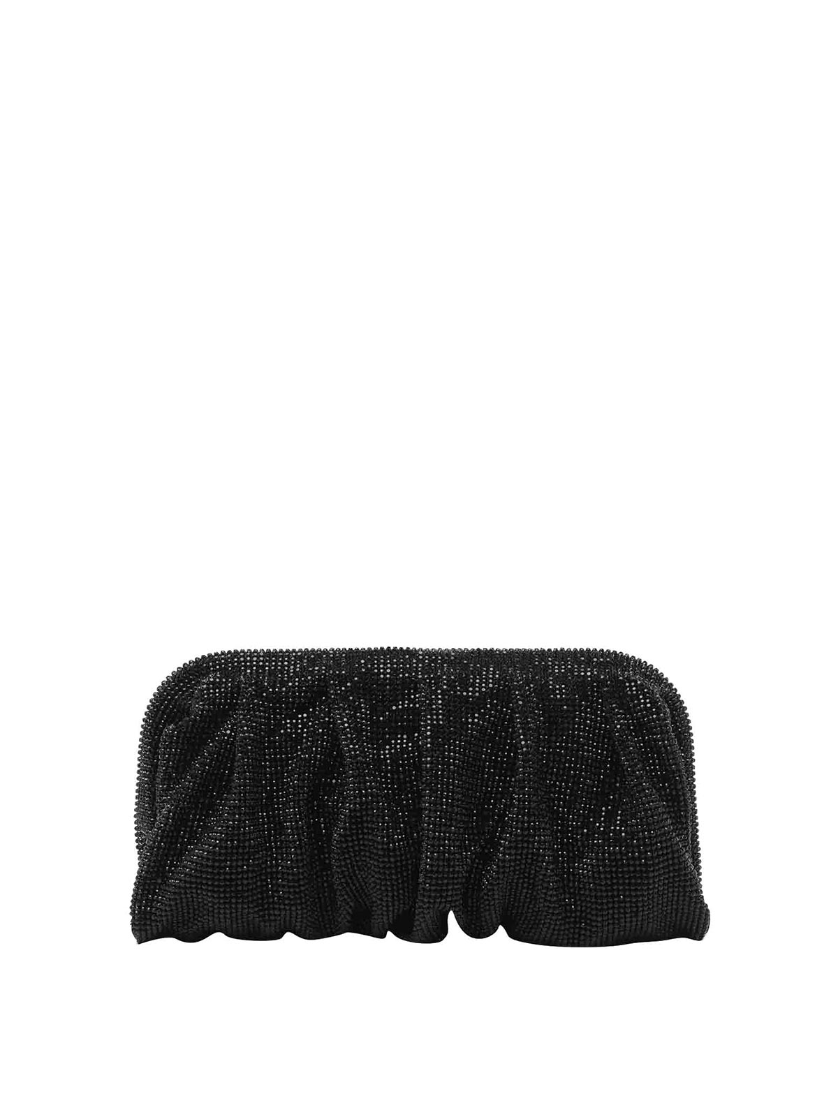 Benedetta Bruzziches Elegant Large Black Rhinestone Evening Bag For Ceremony In Black