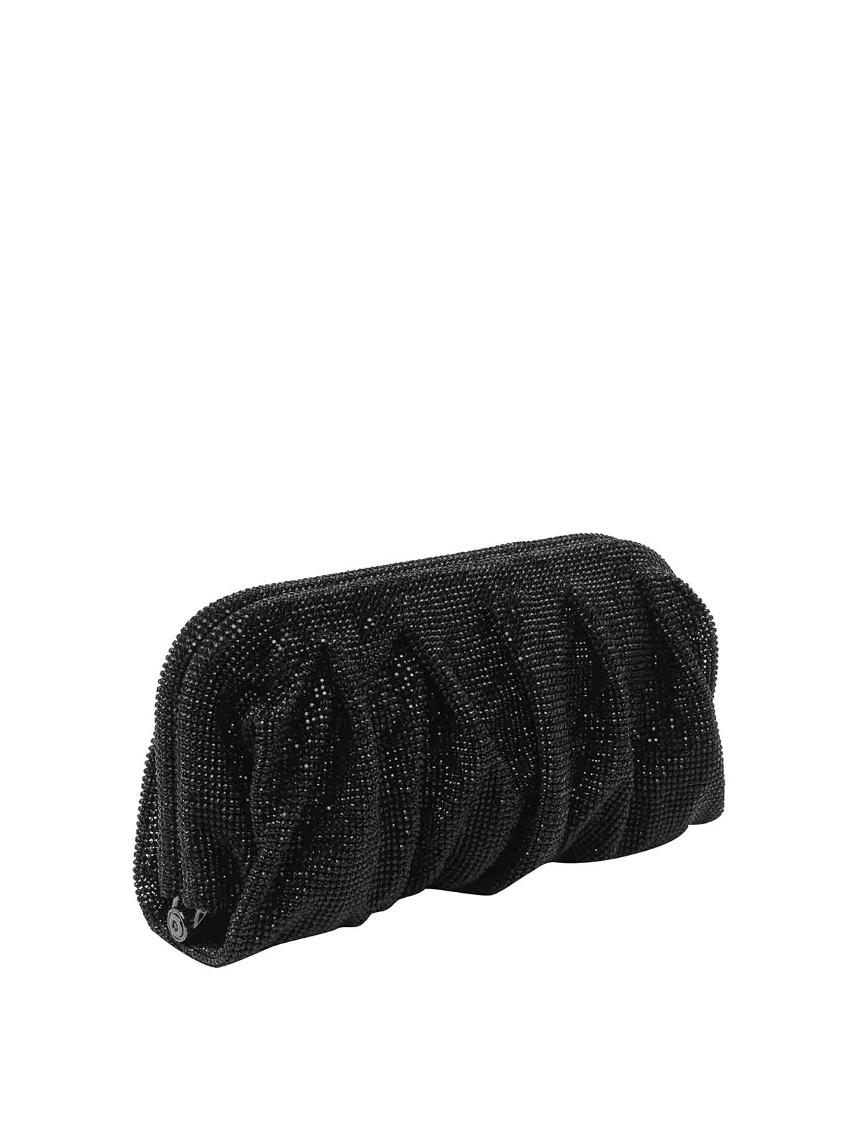 Benedetta Bruzziches Elegant Large Black Rhinestone Evening Bag For Ceremony In Black