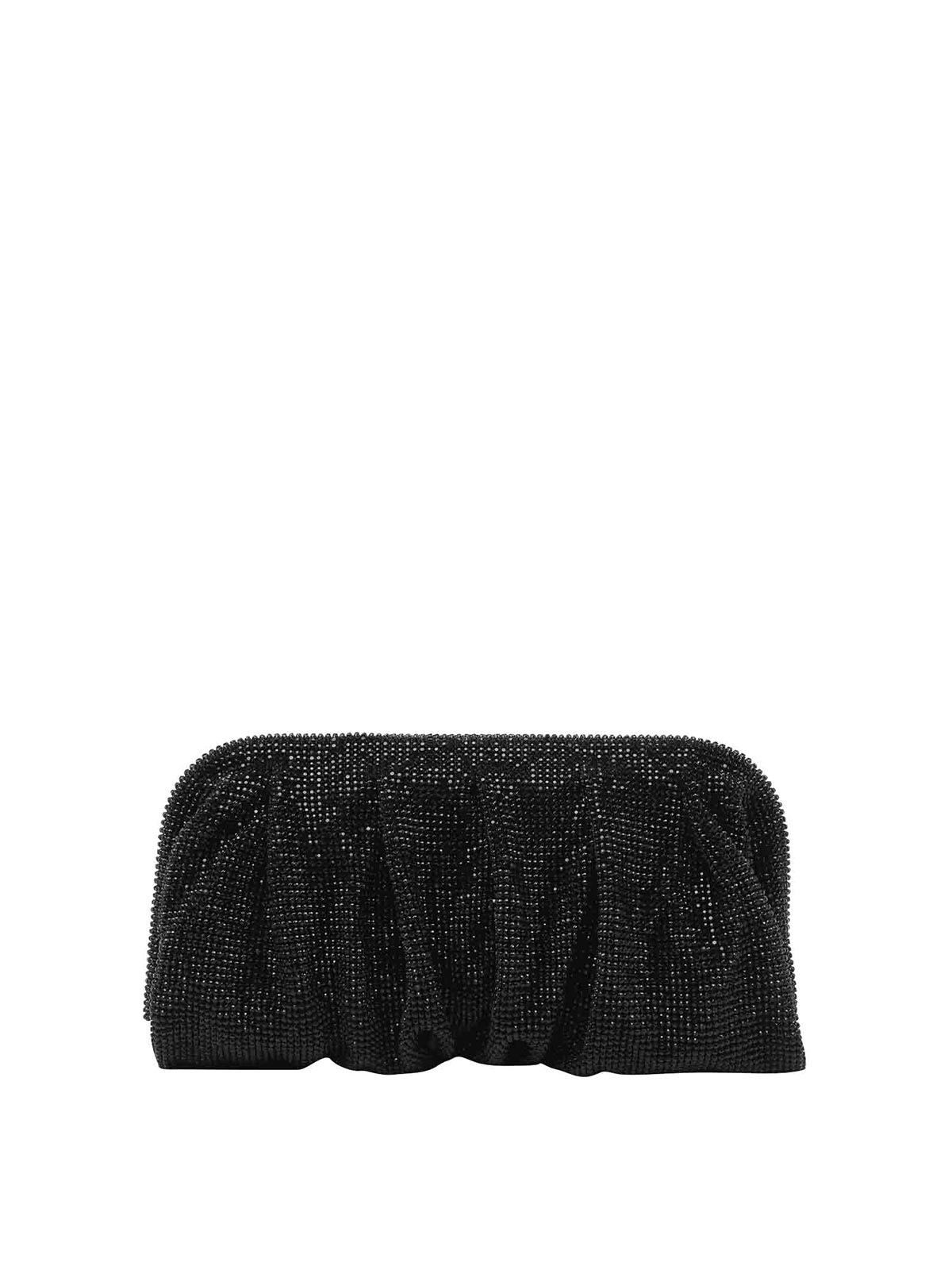 Benedetta Bruzziches Elegant Large Black Rhinestone Evening Bag For Ceremony In Black