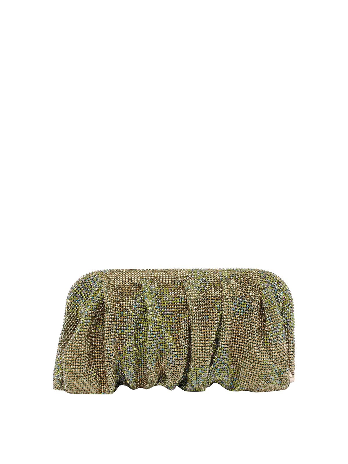 Benedetta Bruzziches Ruched Clutch Rectangular Rhinestone Embellishments In Green