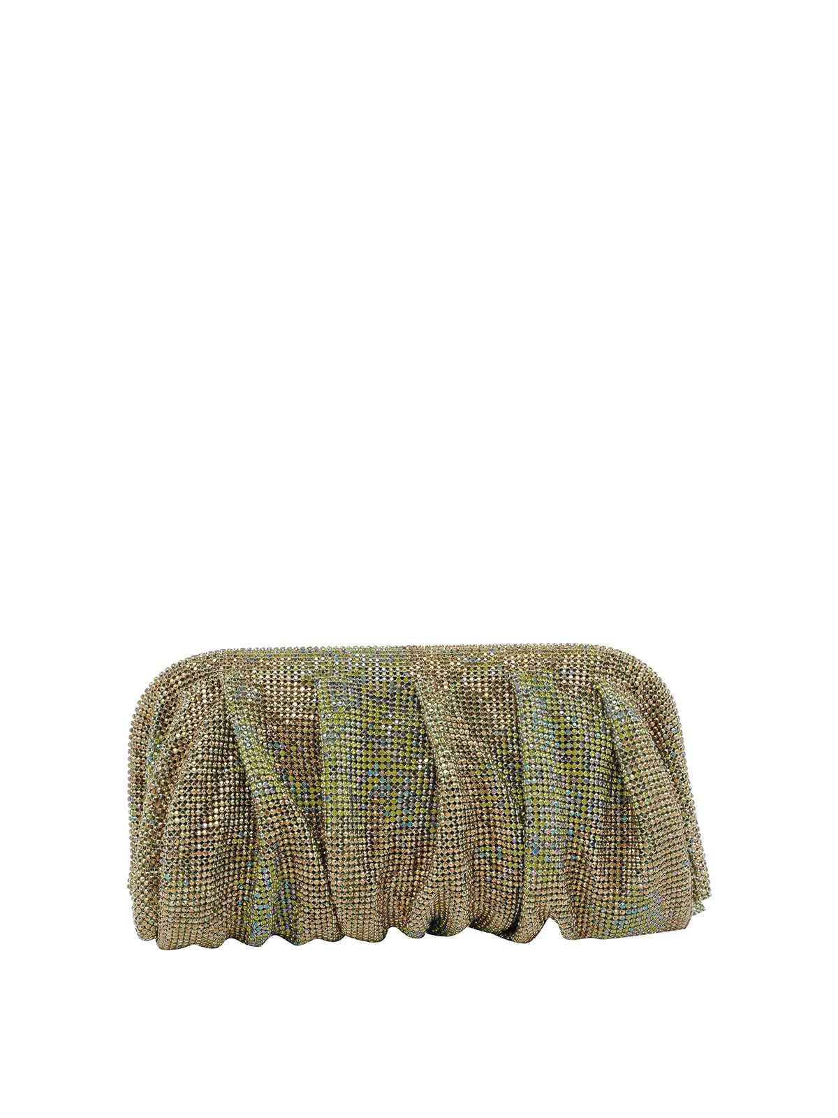 Benedetta Bruzziches Ruched Clutch Rectangular Rhinestone Embellishments In Green