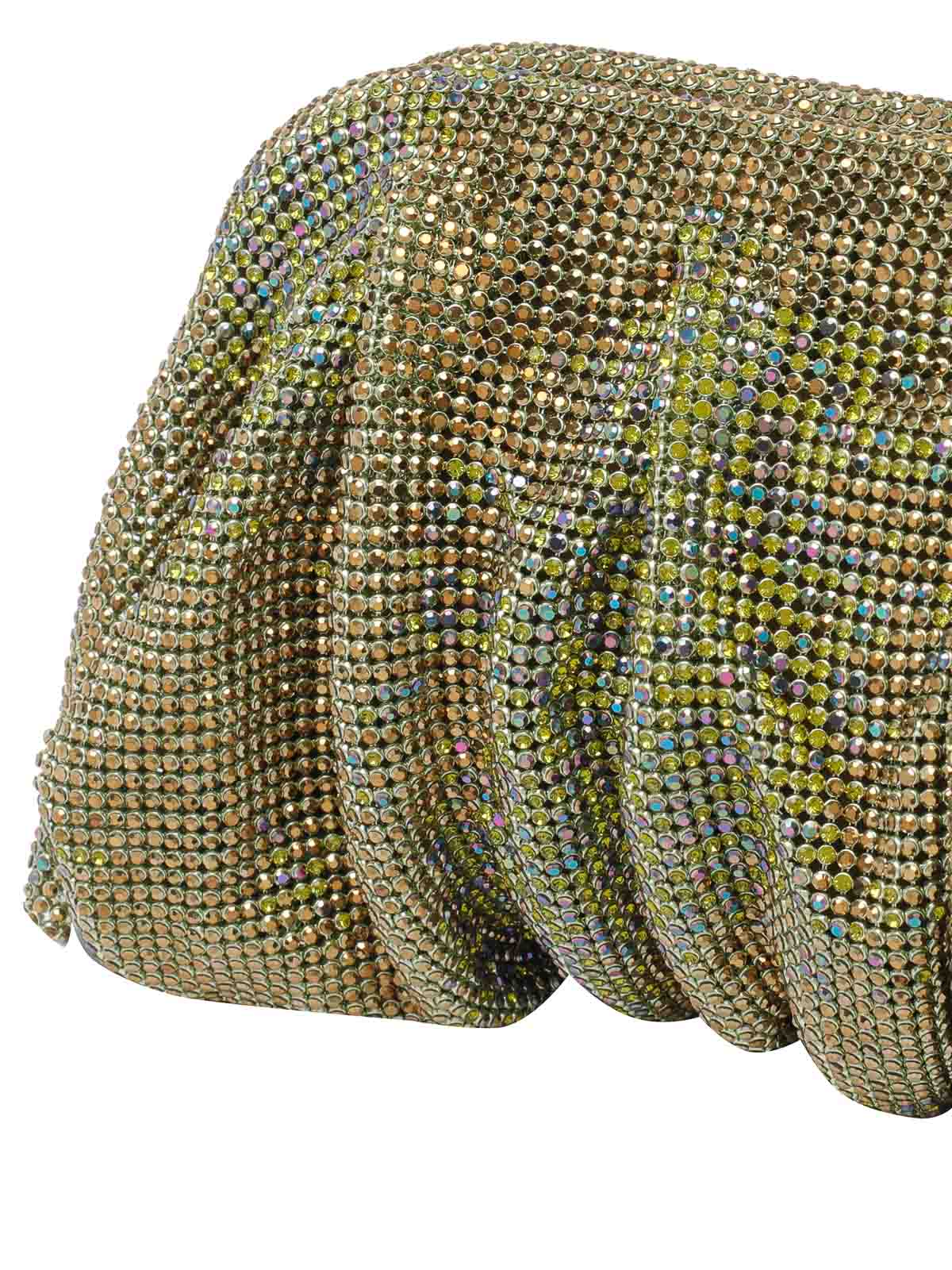 Benedetta Bruzziches Ruched Clutch Rectangular Rhinestone Embellishments In Green