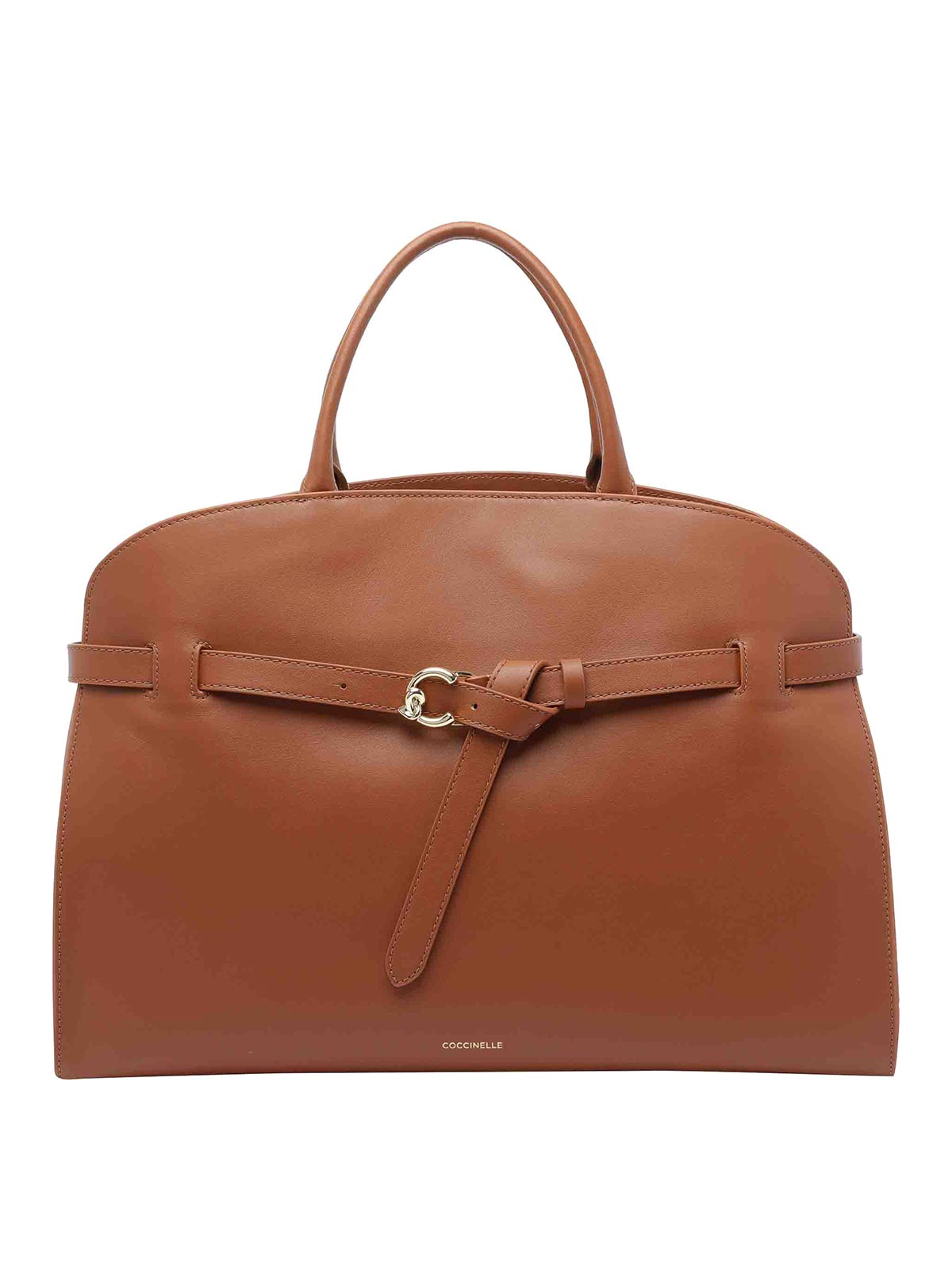 Coccinelle Belt-buckle Tote Bag In Brown