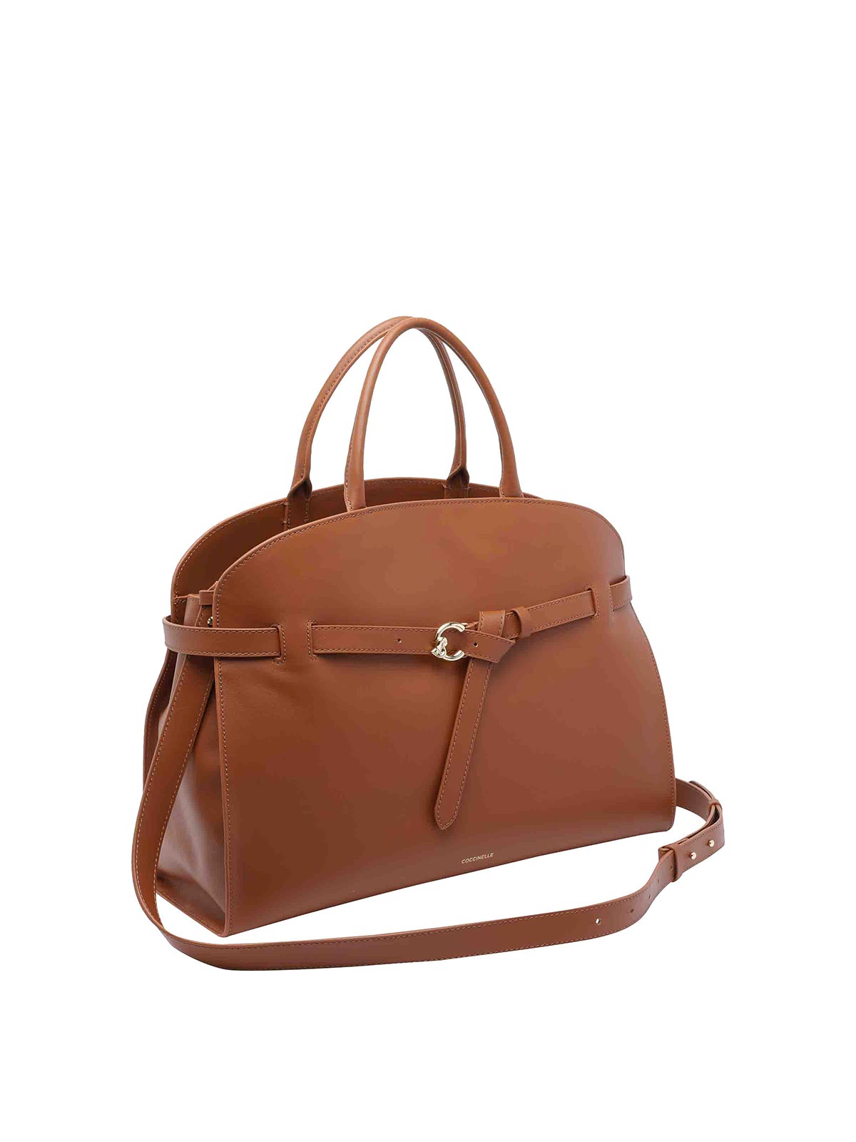 Coccinelle Belt-buckle Tote Bag In Brown