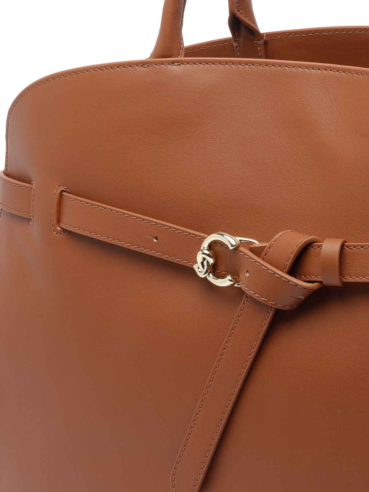 Coccinelle Belt-buckle Tote Bag In Brown