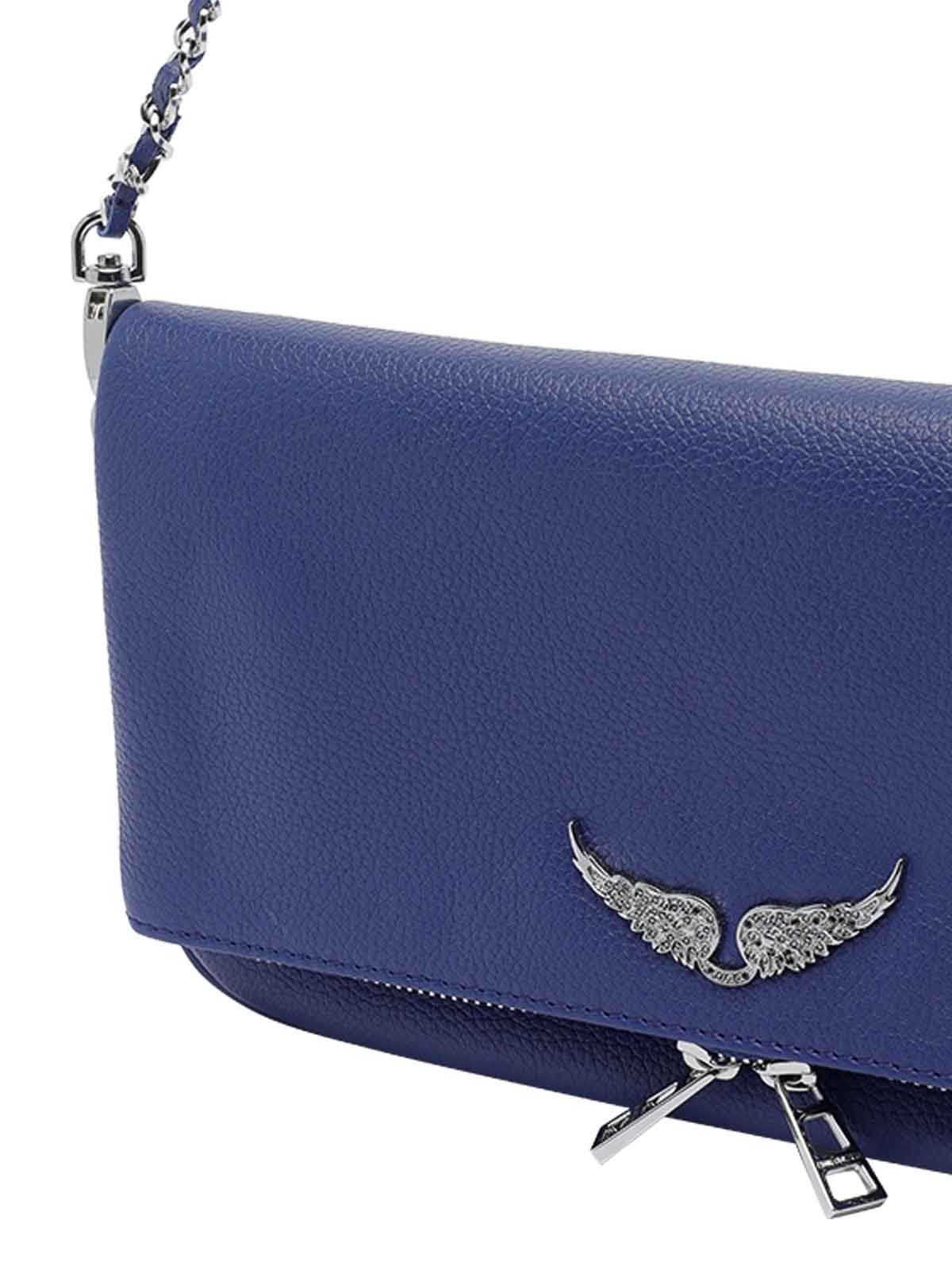 Zadig & Voltaire Rock Crossbody Bag Chain Strap In Blue