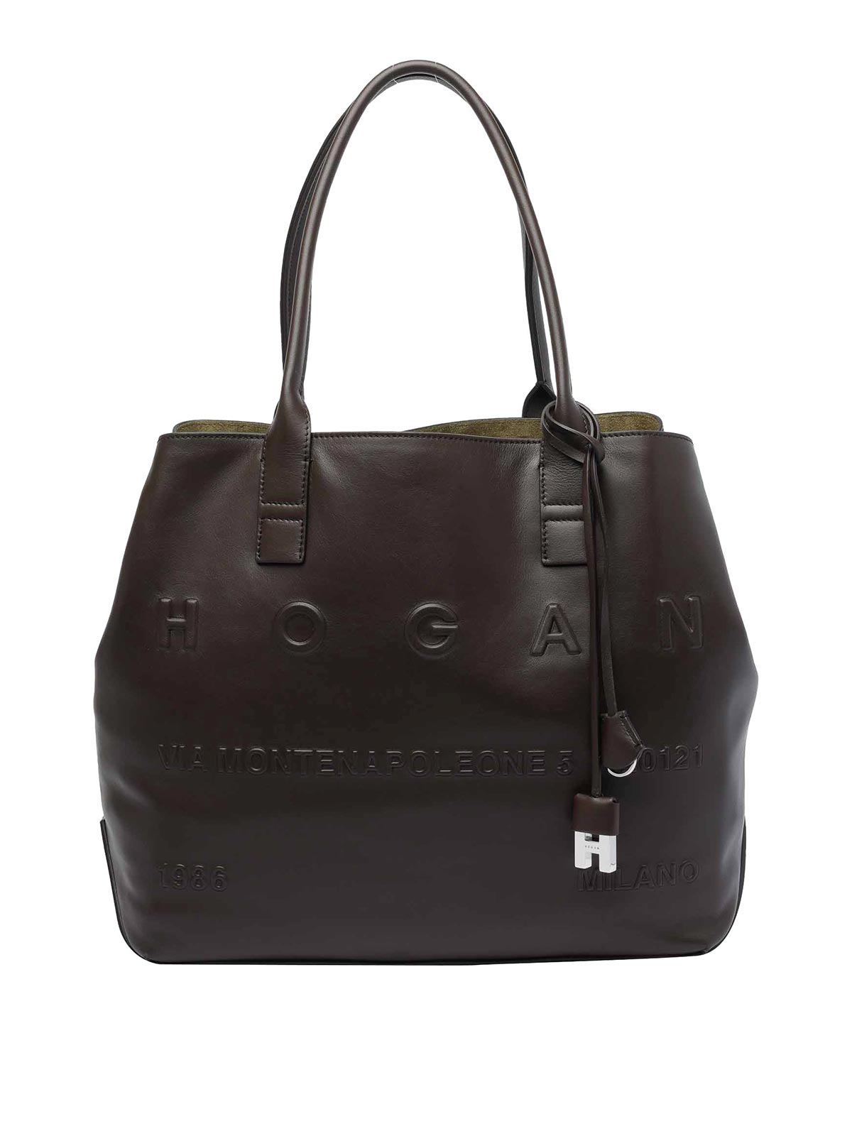 Hogan Script Medium Shopping Bag In Black