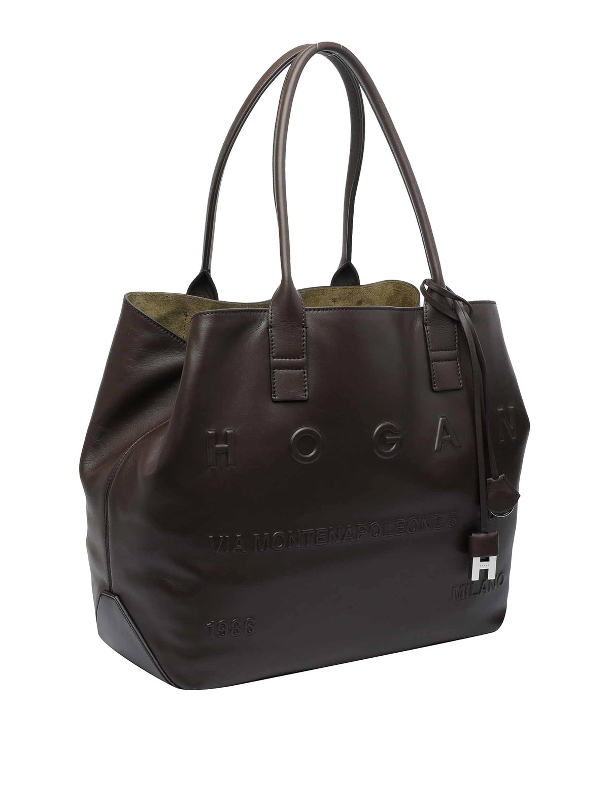 Hogan Script Medium Shopping Bag In Black