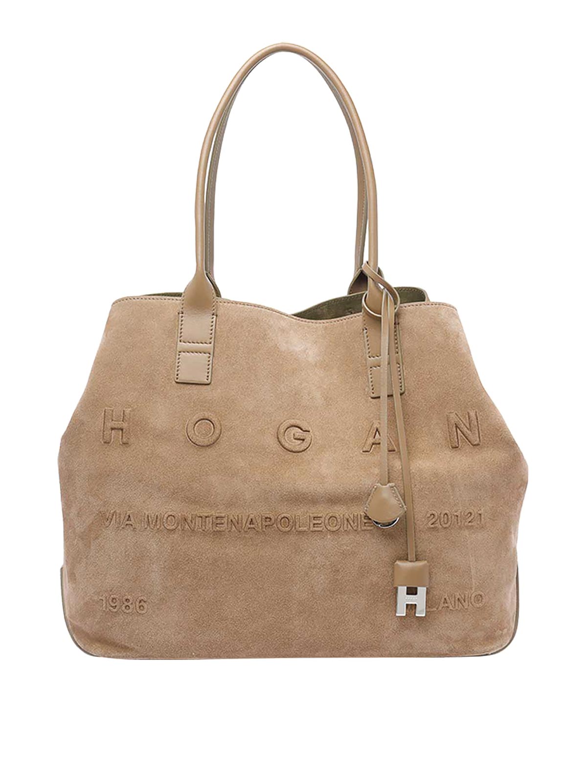 Hogan Medium Script Shopping Bag In Sand