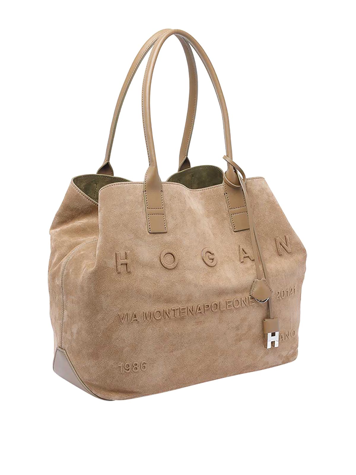 Hogan Medium Script Shopping Bag In Sand