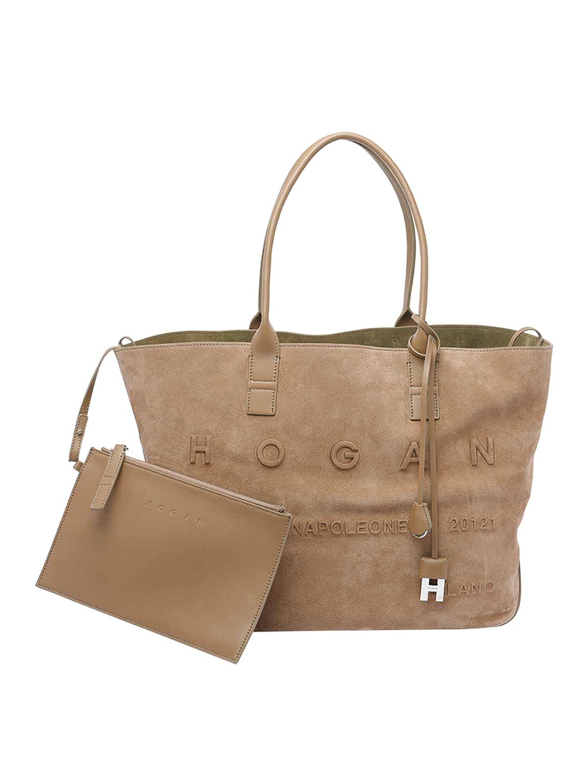 Hogan Medium Script Shopping Bag In Sand