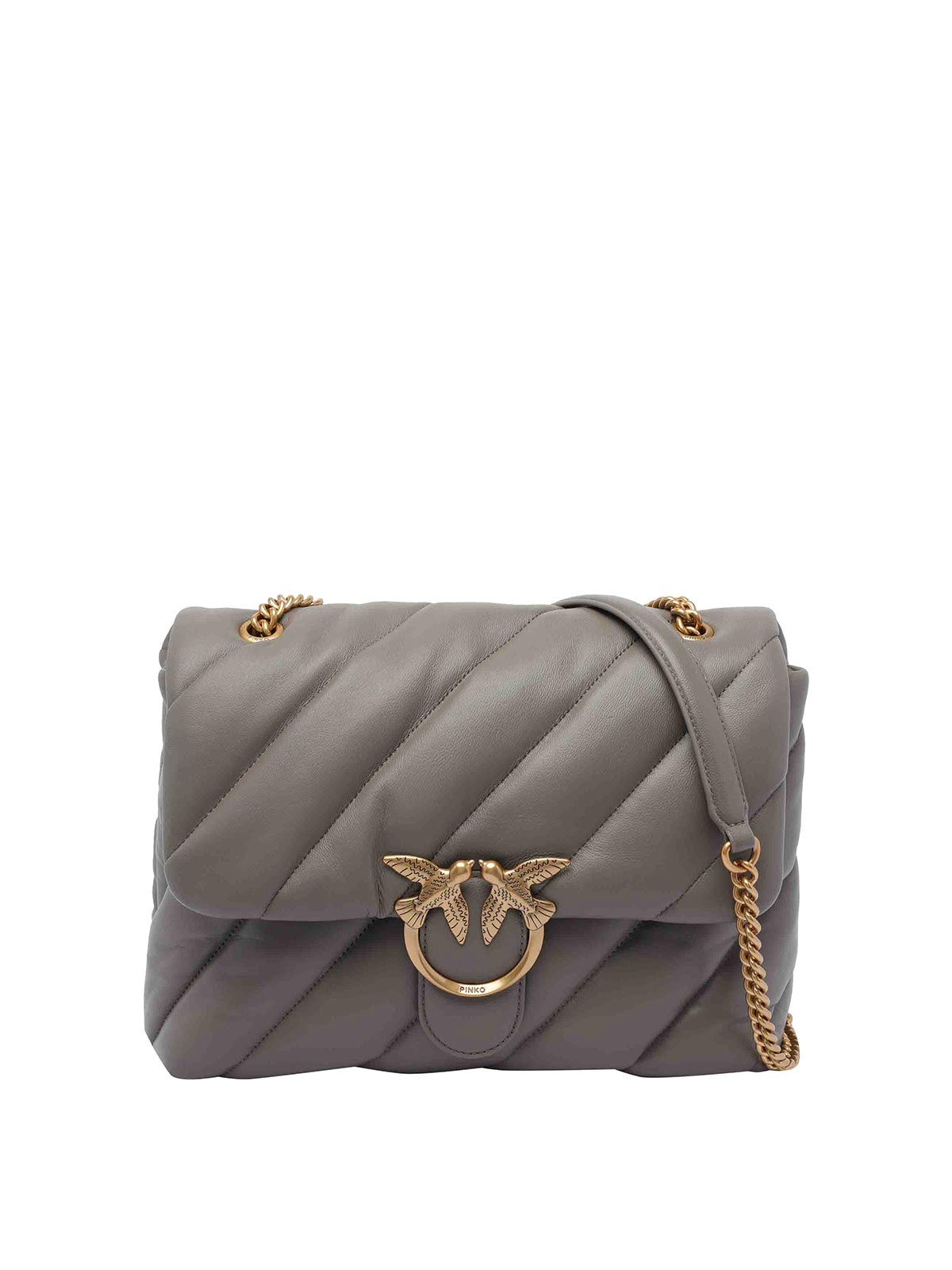 Pinko Big Love One Classic Puffer Crossbody Bag In Gray