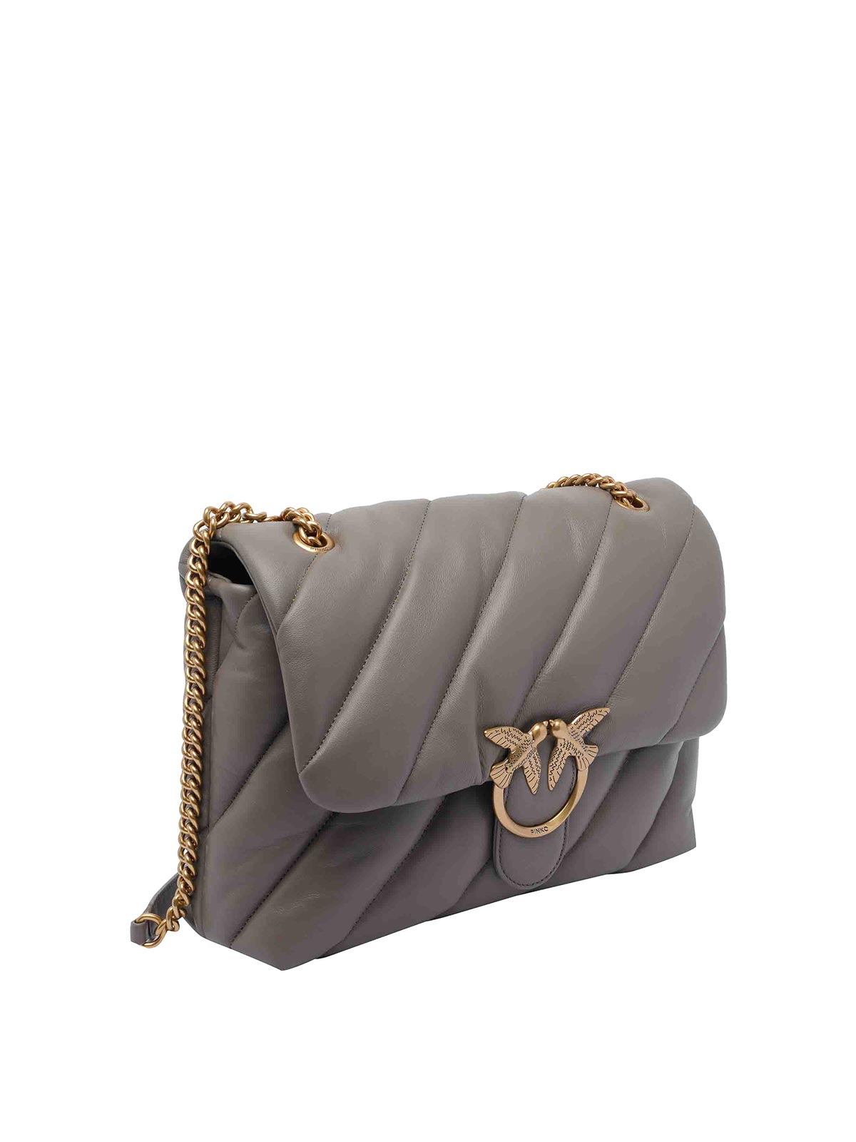 Pinko Big Love One Classic Puffer Crossbody Bag In Gray