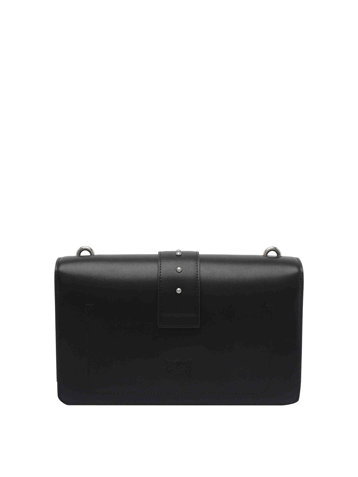 Pinko Rectangular Chain Strap Shoulder Bag With Metal Hardware And Front Embellishment In Black