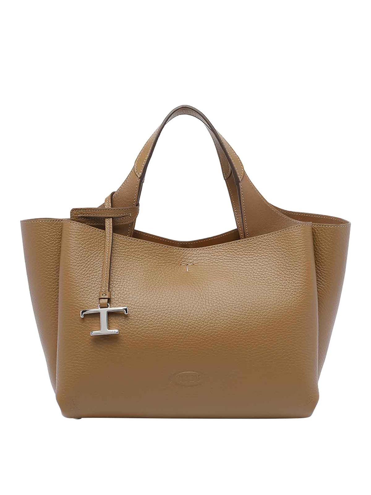 Tod's Mini T Pend Leather Top Handle Bag In Sand