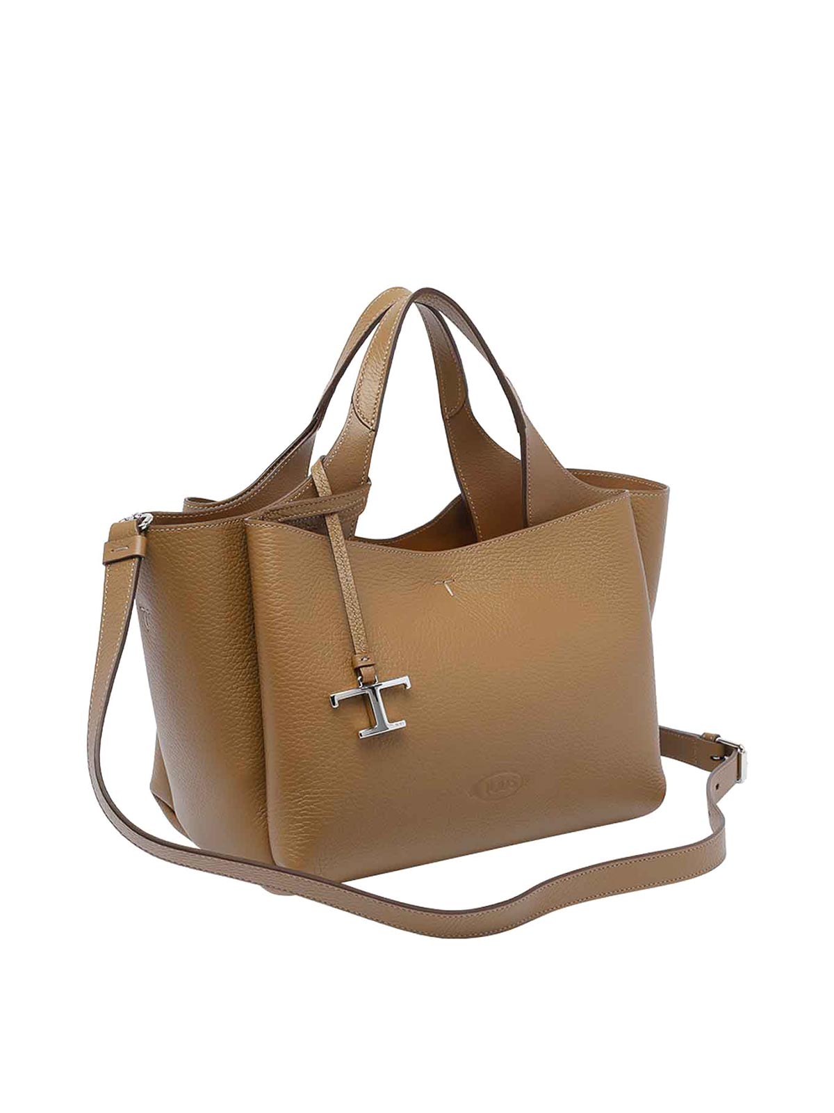 Tod's Mini T Pend Leather Top Handle Bag In Sand