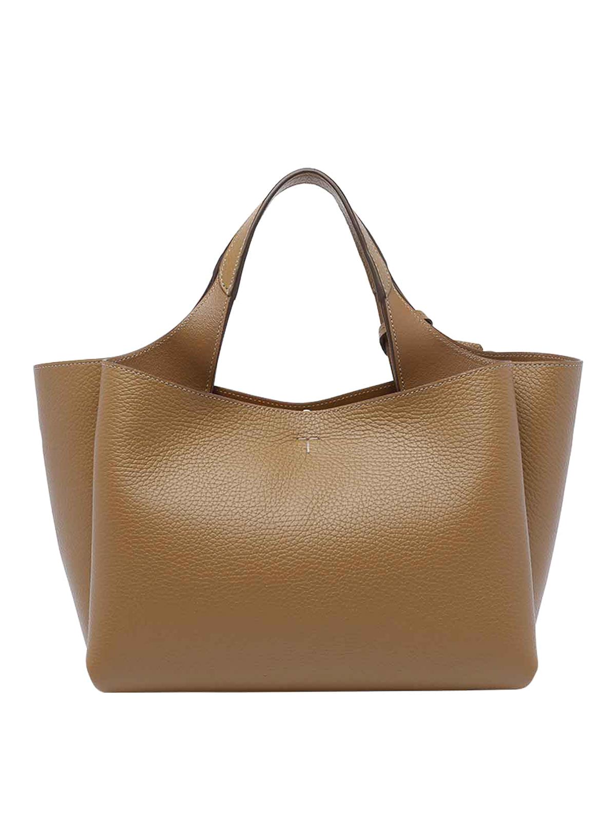 Tod's Mini T Pend Leather Top Handle Bag In Sand