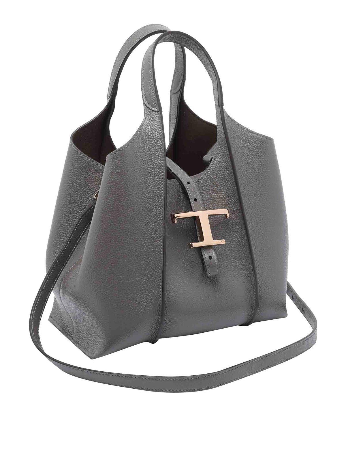 Tod's Mini Structured Tote Bag With Top Handle In Gray