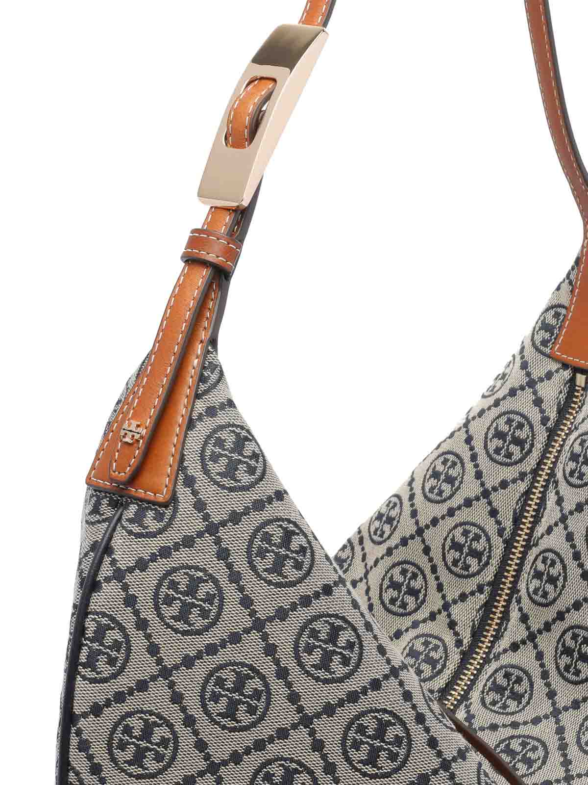Tory Burch Balloon Small T Monogram Jacquard Shoulder Bag In Blue