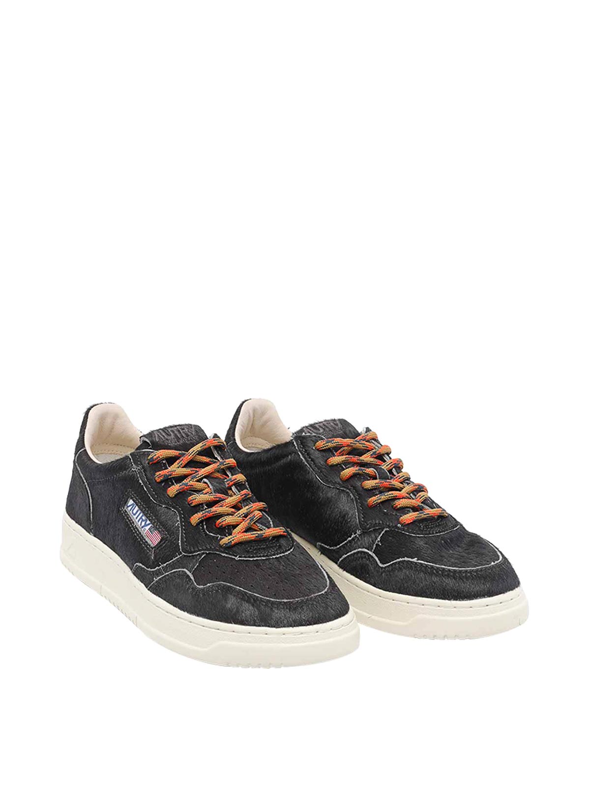 Autry Medalist Sneakers In Chocolate Pony Skin In Black