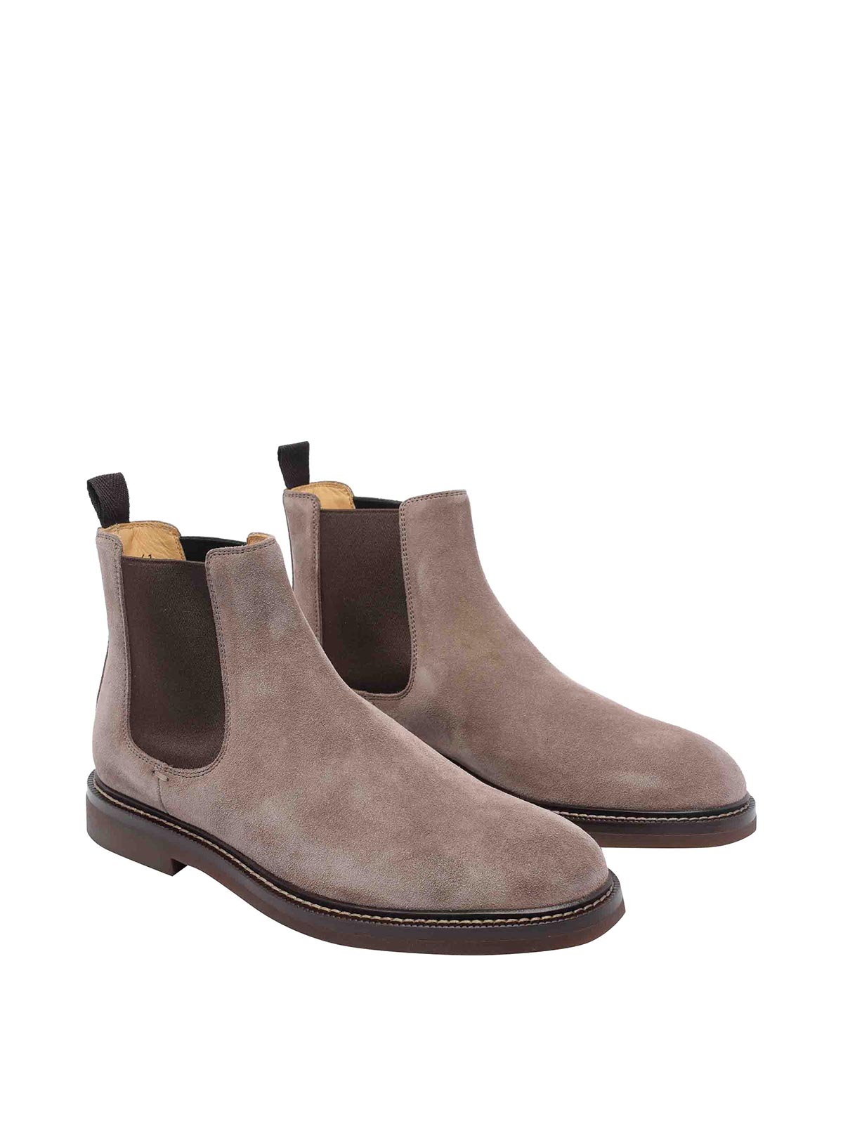 Brunello Cucinelli Suede Chelsea Boots In Sand
