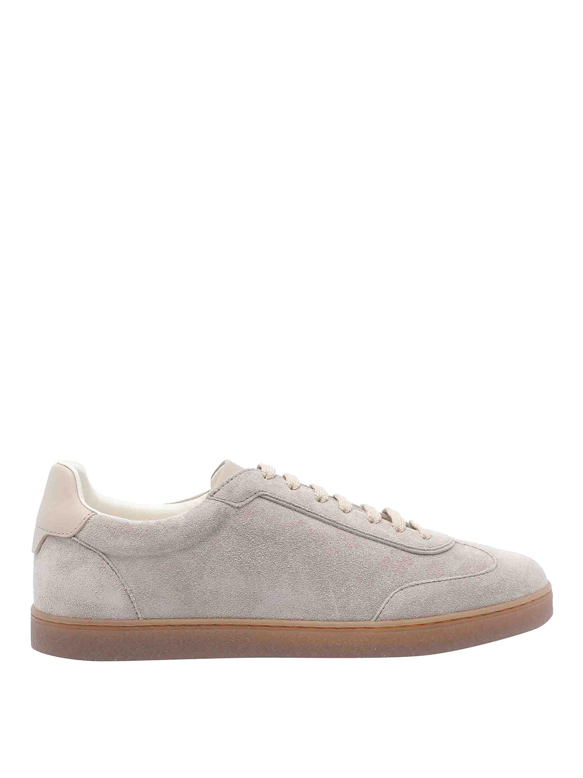 Brunello Cucinelli Leather-trimmed Suede Sneakers In Multi