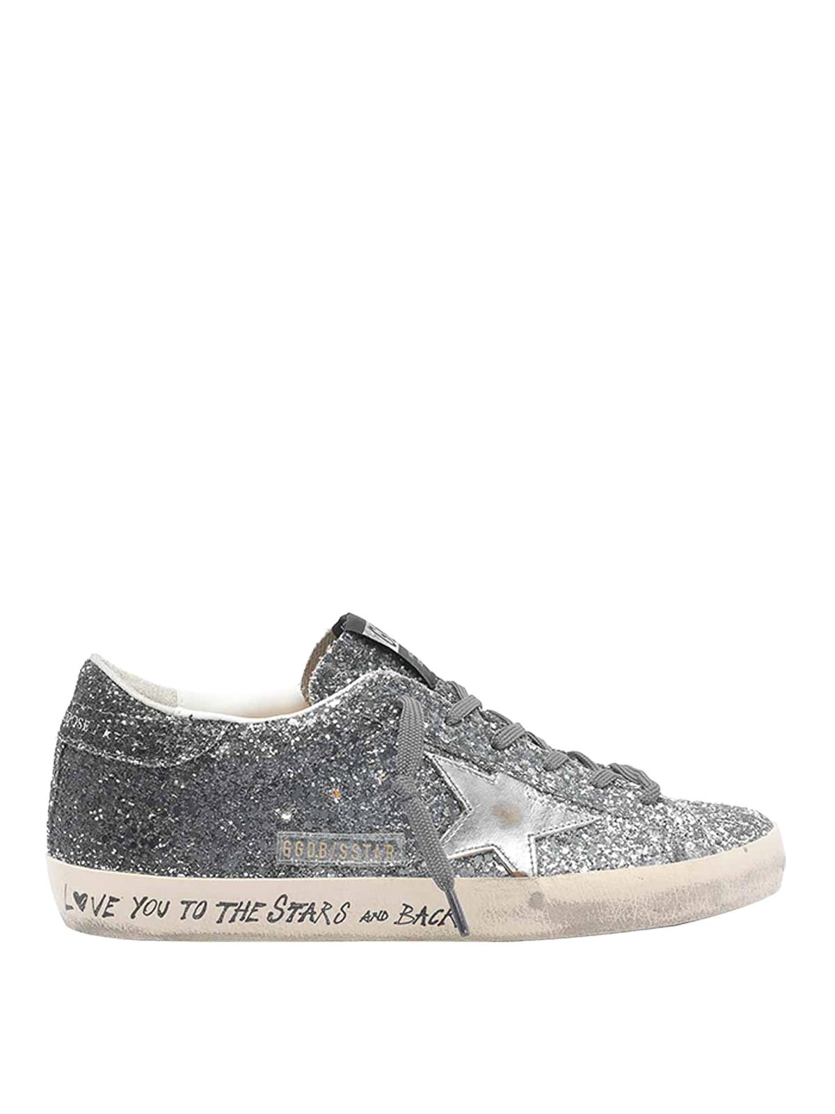 Golden Goose Super-star Classic With List Glitter Upper Toe Tongue And Heel Laminated Star Sneakers Grey In Silver
