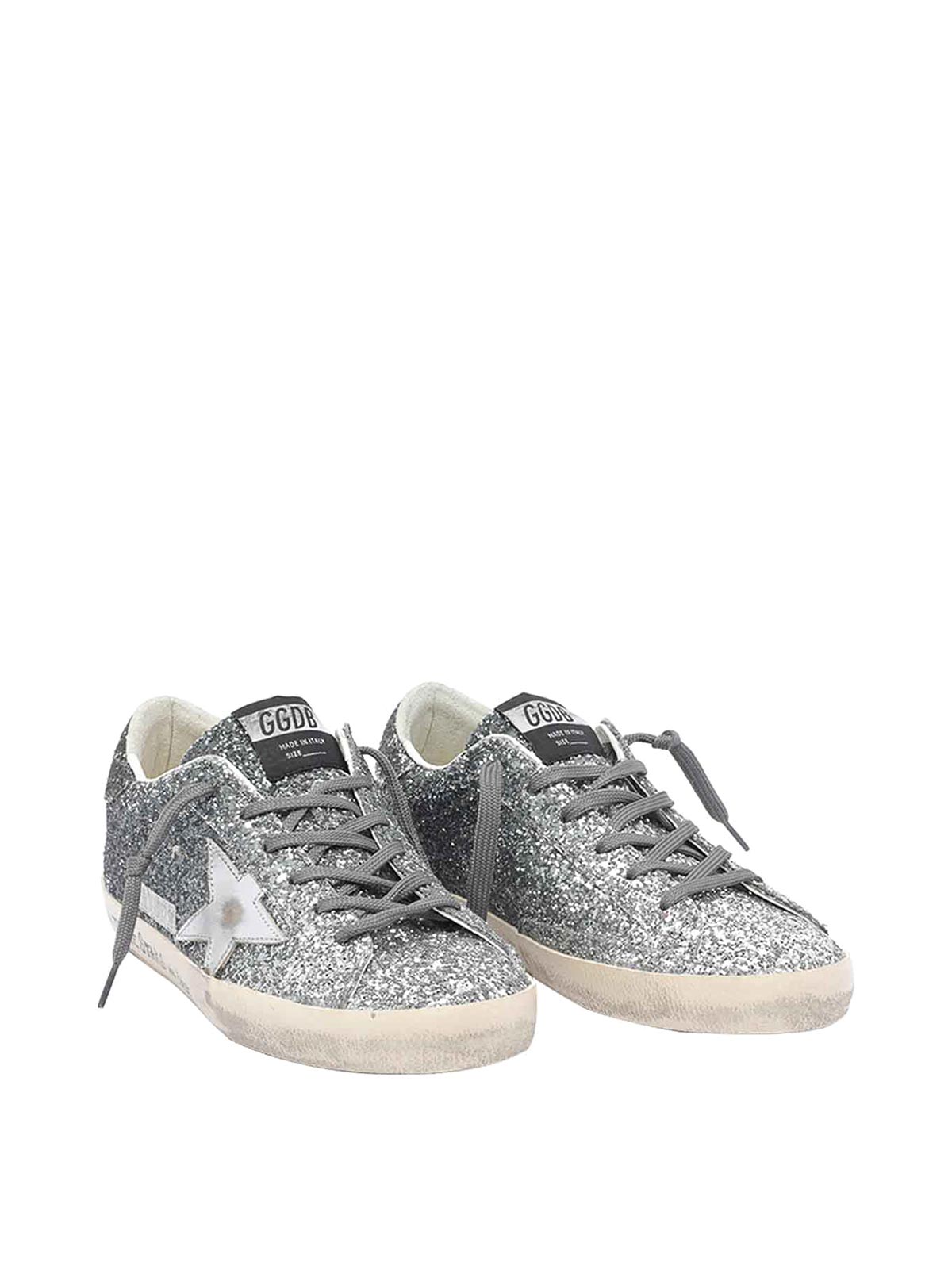 Golden Goose Super-star Classic With List Glitter Upper Toe Tongue And Heel Laminated Star Sneakers Grey In Silver
