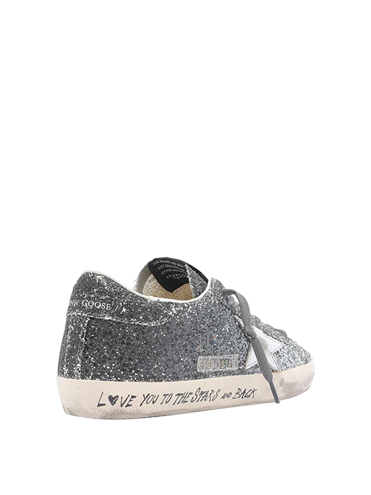 Golden Goose Super-star Classic With List Glitter Upper Toe Tongue And Heel Laminated Star Sneakers Grey In Silver