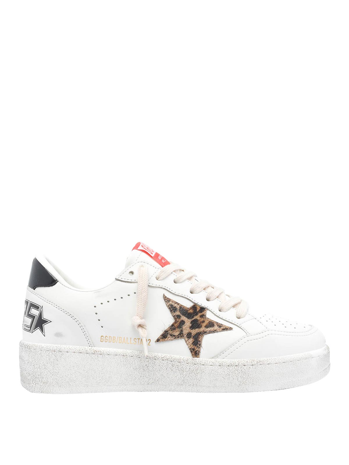Golden Goose Leopard-print Leather Star Sneakers In White